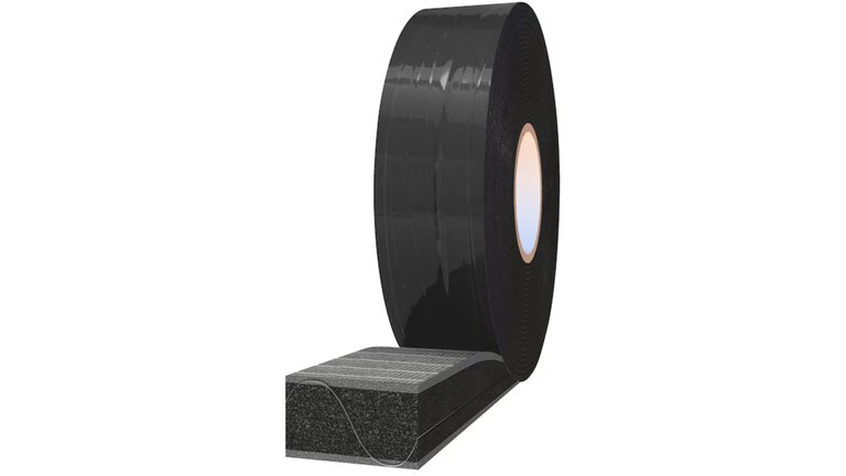 Eine Rolle Dichtungsband VKP TRIO U-1050 High Performance von Würth. Sie ist stehend und zu einem hin leicht aufgerollt, so dass man den Querschnitt sieht.